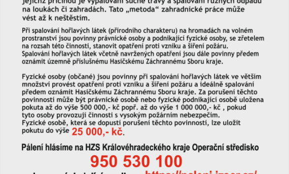 vyhledáno: Hasiči Hasiči varují před vypalováním zahrad