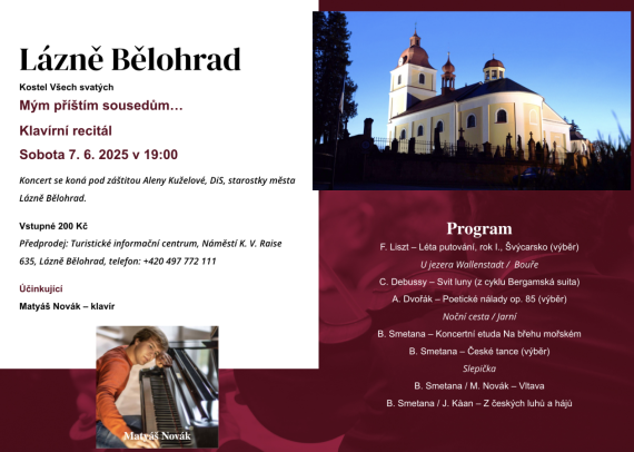 Koncert Matyáše Nováka v Lázních Bělohrad