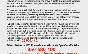 Hasiči varují před vypalováním zahrad Hasiči varují před vypalováním zahrad